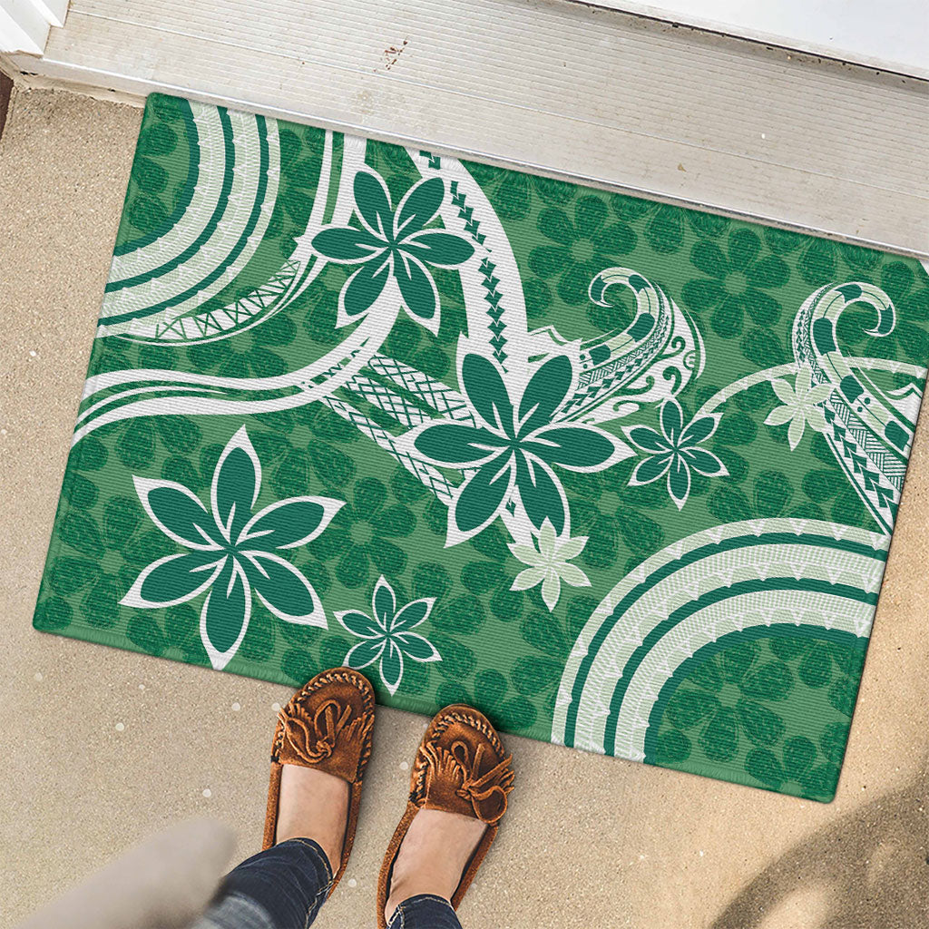 Hawaii Pupuala Plumeria Green Rubber Doormat Polynesian Pattern LT01 - Polynesian Pride