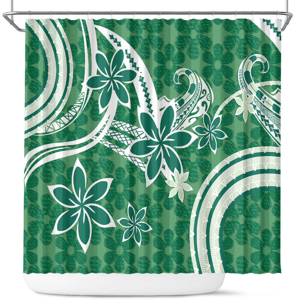 Hawaii Pupuala Plumeria Green Shower Curtain Polynesian Pattern LT01 Green - Polynesian Pride