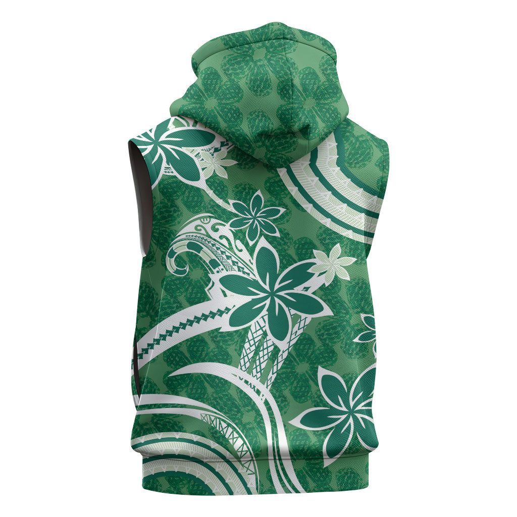 Hawaii Pupuala Plumeria Green Sleeveless Hoodie Polynesian Pattern LT01 - Polynesian Pride