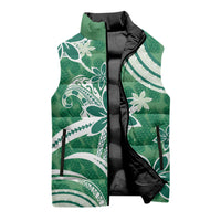 Hawaii Pupuala Plumeria Green Sleeveless Puffer Jacket Polynesian Pattern LT01 - Polynesian Pride