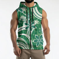 Hawaii Pupuala Plumeria Green Sleeveless Zip Hoodie Polynesian Pattern LT01 - Polynesian Pride