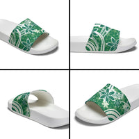 Hawaii Pupuala Plumeria Green Slide Sandals Polynesian Pattern LT01 - Polynesian Pride