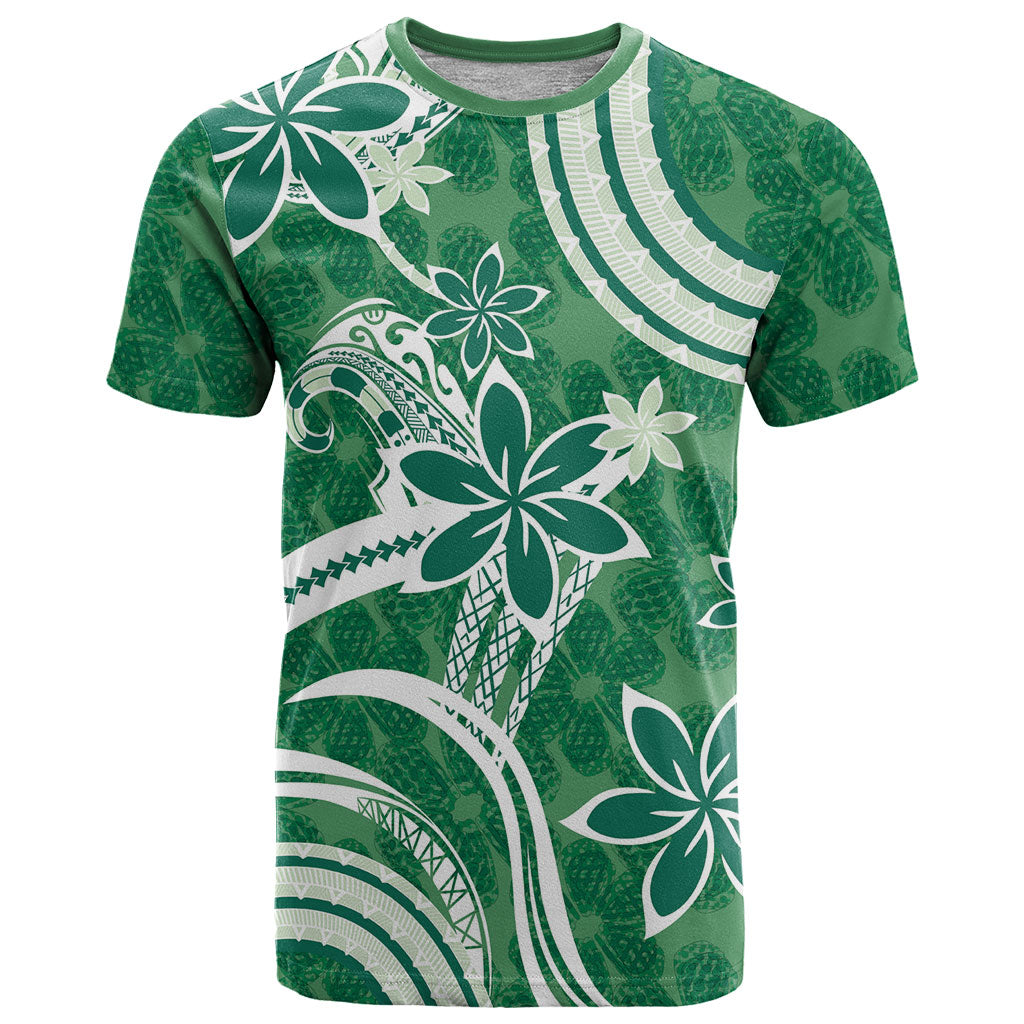 Hawaii Pupuala Plumeria Green T Shirt Polynesian Pattern LT01 Green - Polynesian Pride