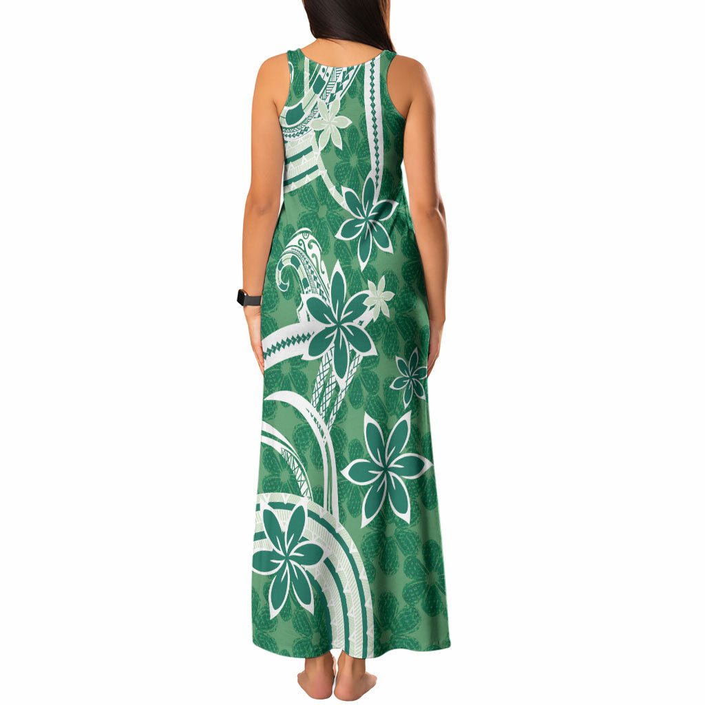 Hawaii Pupuala Plumeria Green Tank Maxi Dress Polynesian Pattern LT01 - Polynesian Pride