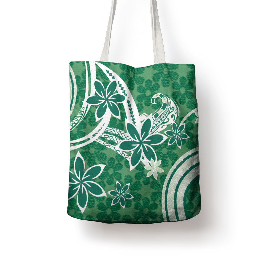 Hawaii Pupuala Plumeria Green Tote Bag Polynesian Pattern LT01 - Polynesian Pride