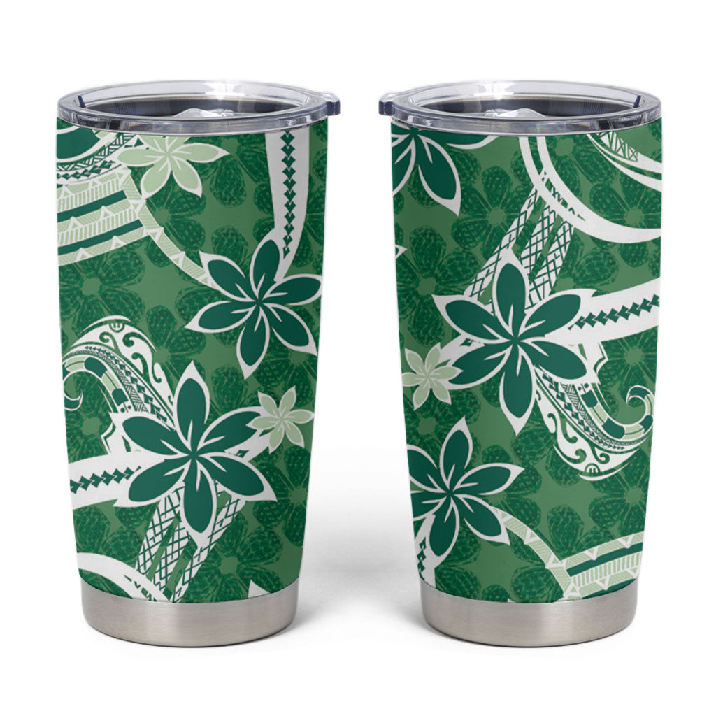 Hawaii Pupuala Plumeria Green Tumbler Cup Polynesian Pattern LT01 Green - Polynesian Pride