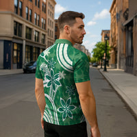 Hawaii Pupuala Plumeria Green Zipper Polo Shirt Polynesian Pattern LT01 - Polynesian Pride