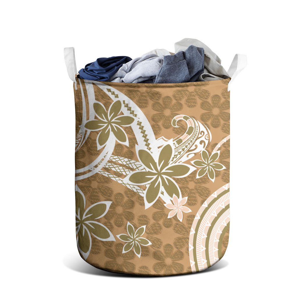 Hawaii Pupuala Plumeria Light Brown Laundry Basket Polynesian Pattern LT01 - Polynesian Pride
