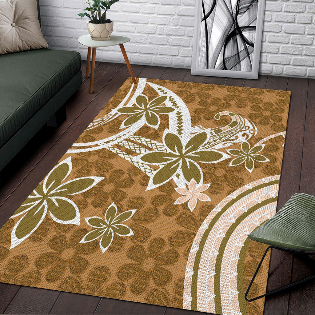 Hawaii Pupuala Plumeria Light Brown Area Rug Polynesian Pattern LT01 Light Brown - Polynesian Pride