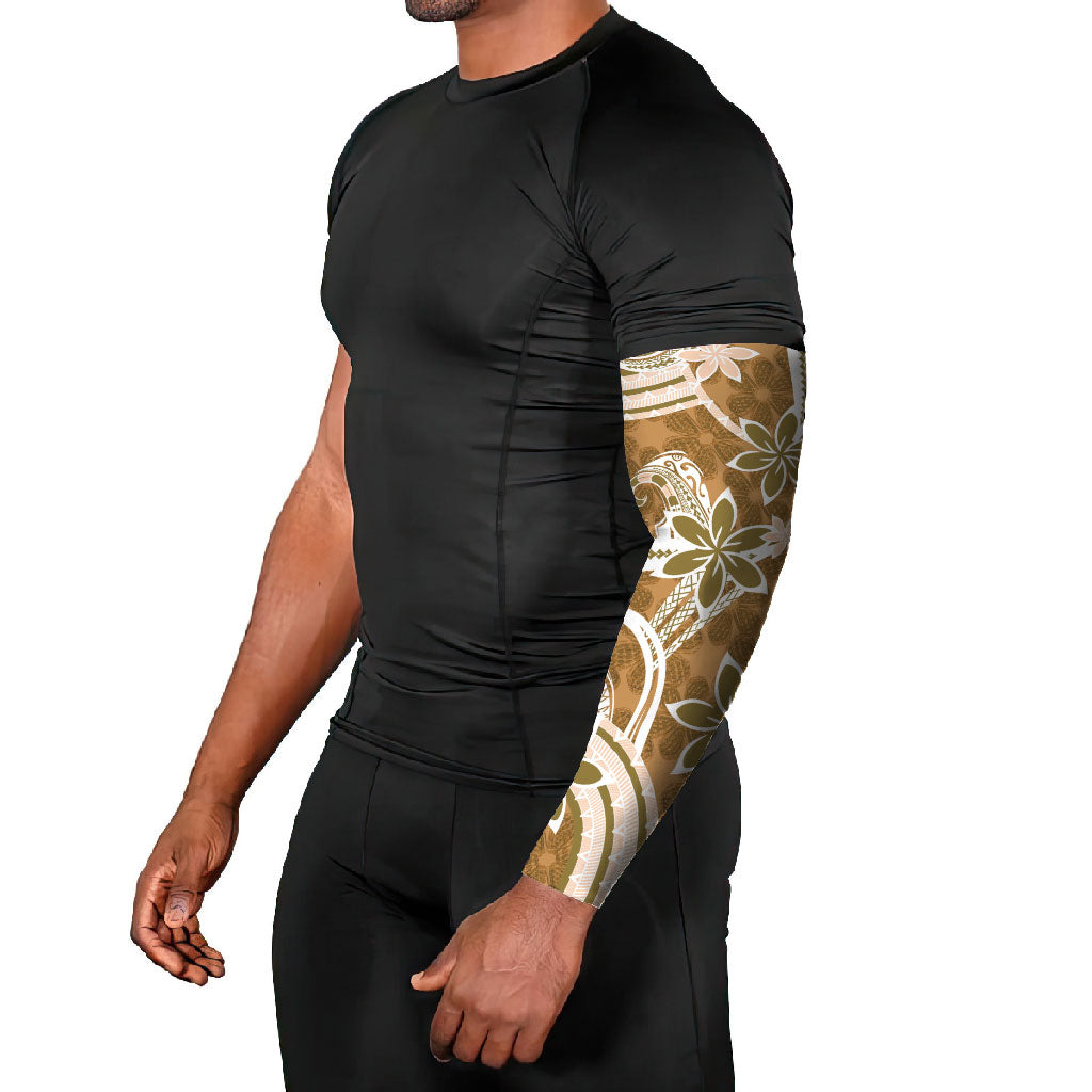Hawaii Pupuala Plumeria Light Brown Arm Sleeves Polynesian Pattern LT01 - Polynesian Pride