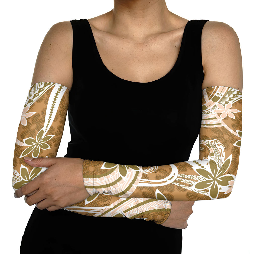 Hawaii Pupuala Plumeria Light Brown Arm Sleeves Polynesian Pattern LT01 - Polynesian Pride