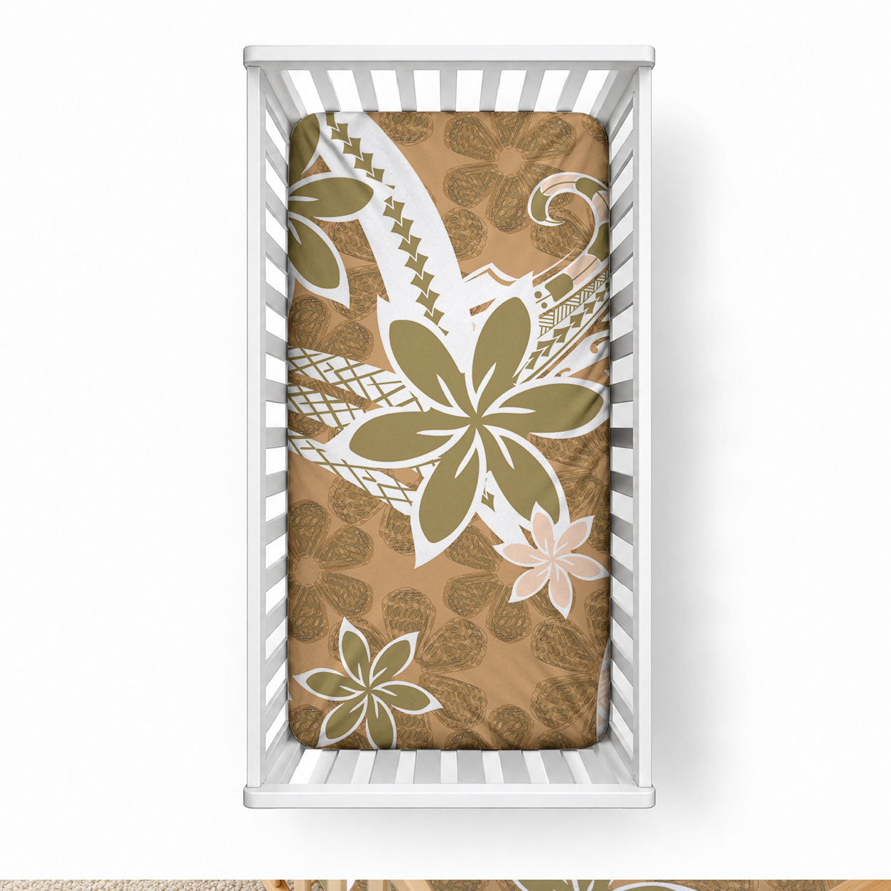 Hawaii Pupuala Plumeria Light Brown Baby Bed Cover Polynesian Pattern LT01 28 × 52 in Light Brown - Polynesian Pride
