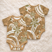Hawaii Pupuala Plumeria Light Brown Baby Onesie Polynesian Pattern LT01 - Polynesian Pride