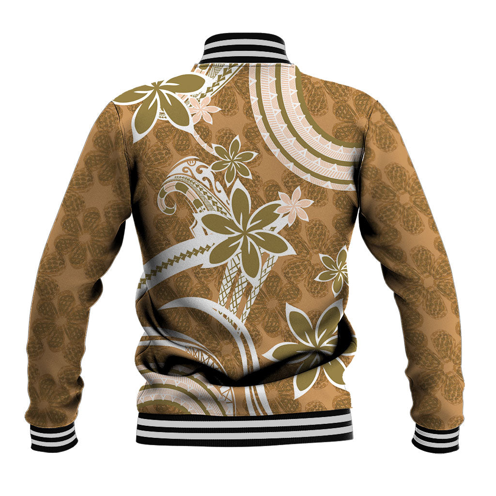 Hawaii Pupuala Plumeria Light Brown Baseball Jacket Polynesian Pattern LT01 - Polynesian Pride