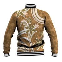Hawaii Pupuala Plumeria Light Brown Baseball Jacket Polynesian Pattern LT01 - Polynesian Pride