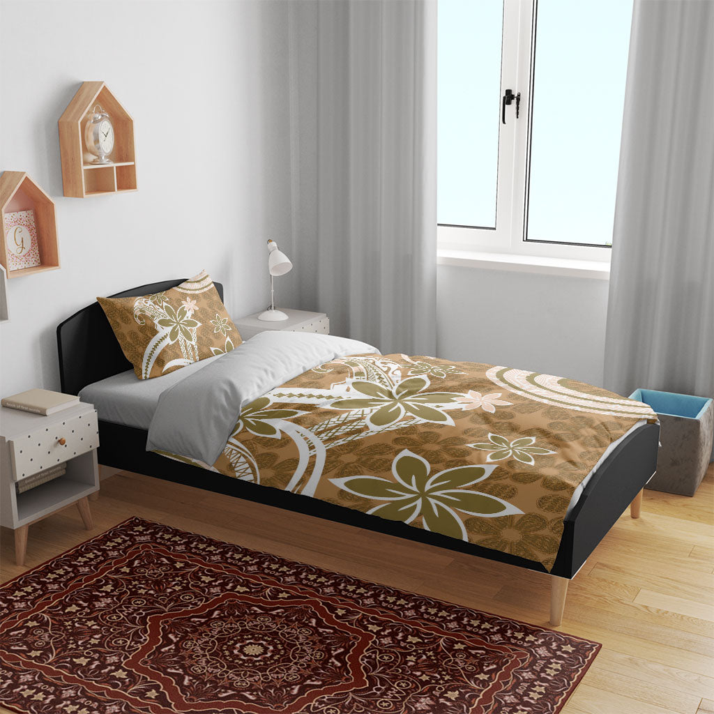 Hawaii Pupuala Plumeria Light Brown Bedding Set Polynesian Pattern LT01 - Polynesian Pride