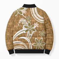 Hawaii Pupuala Plumeria Light Brown Bomber Puffer Jacket Polynesian Pattern LT01 - Polynesian Pride