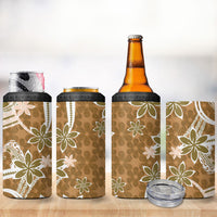 Hawaii Pupuala Plumeria Light Brown 4 in 1 Can Cooler Tumbler Polynesian Pattern LT01 - Polynesian Pride