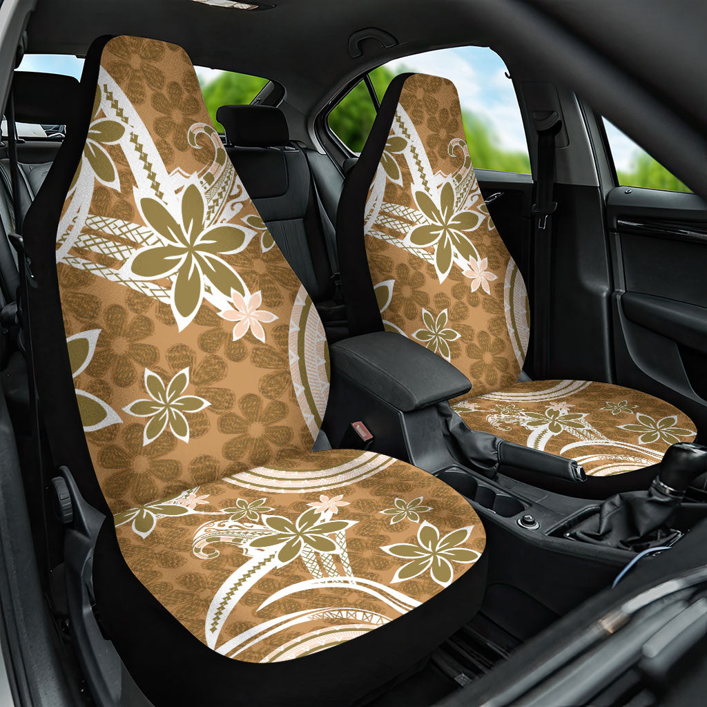 Hawaii Pupuala Plumeria Light Brown Car Seat Cover Polynesian Pattern LT01 One Size Light Brown - Polynesian Pride