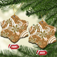 Hawaii Pupuala Plumeria Light Brown Ceramic Ornament Polynesian Pattern LT01 Snow Flake Light Brown - Polynesian Pride