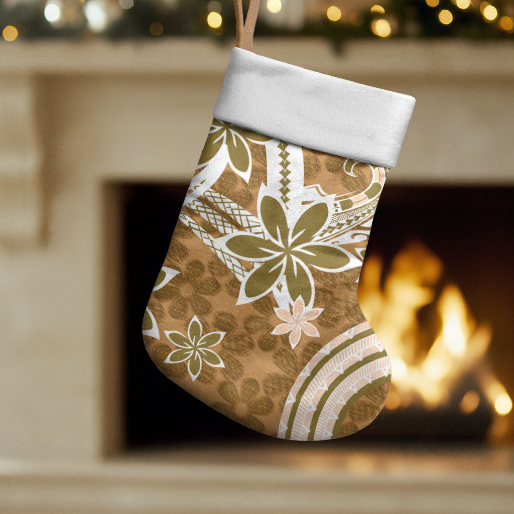 Hawaii Pupuala Plumeria Light Brown Christmas Stocking Polynesian Pattern LT01 Set of 2 Light Brown - Polynesian Pride