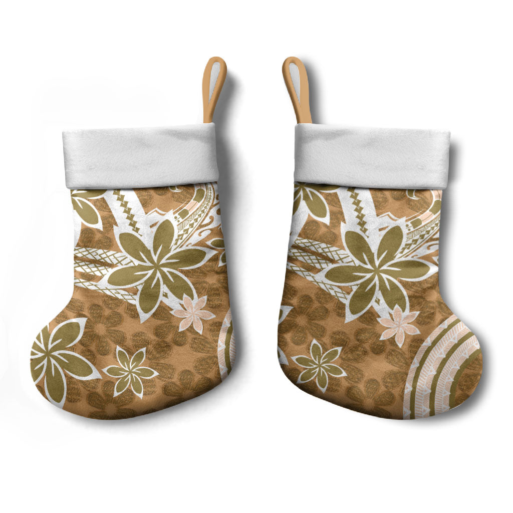 Hawaii Pupuala Plumeria Light Brown Christmas Stocking Polynesian Pattern LT01 - Polynesian Pride