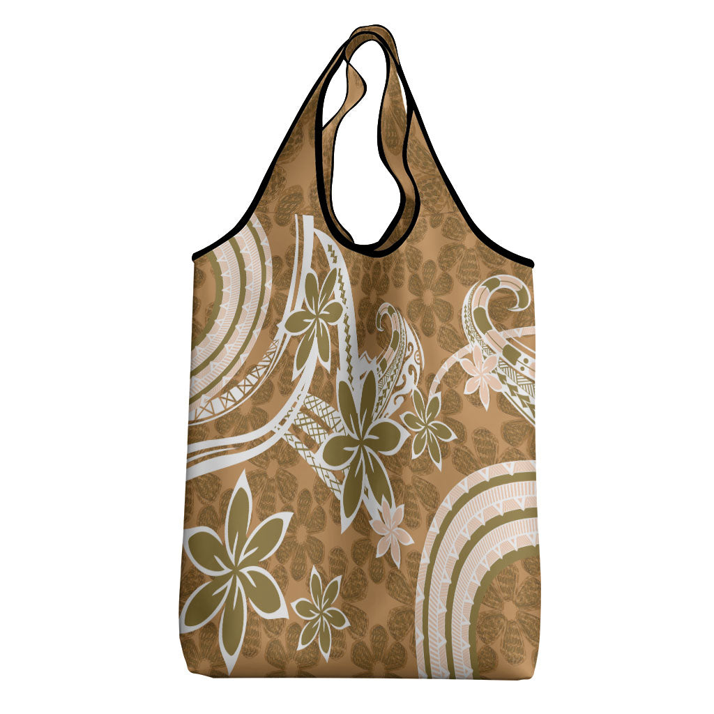 Hawaii Pupuala Plumeria Light Brown Grocery Bag Polynesian Pattern LT01 - Polynesian Pride