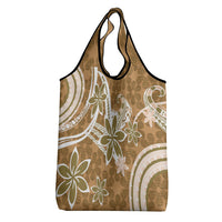 Hawaii Pupuala Plumeria Light Brown Grocery Bag Polynesian Pattern LT01 - Polynesian Pride
