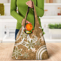 Hawaii Pupuala Plumeria Light Brown Grocery Bag Polynesian Pattern LT01 - Polynesian Pride