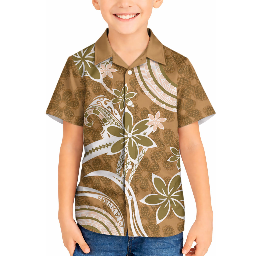 Hawaii Pupuala Plumeria Light Brown Hawaiian Shirt Polynesian Pattern LT01 - Polynesian Pride