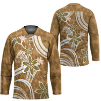 Hawaii Pupuala Plumeria Light Brown Hockey Jersey Polynesian Pattern LT01 - Polynesian Pride