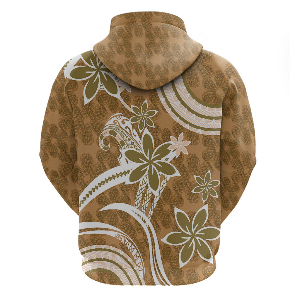 Hawaii Pupuala Plumeria Light Brown Hoodie Polynesian Pattern LT01 - Polynesian Pride