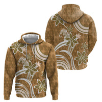 Hawaii Pupuala Plumeria Light Brown Hoodie Polynesian Pattern LT01 - Polynesian Pride