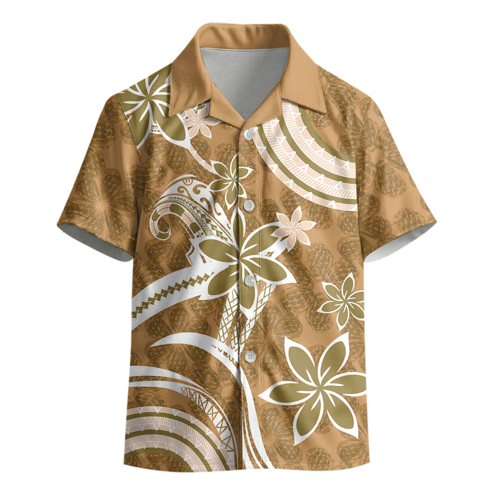 Hawaii Pupuala Plumeria Light Brown Kid Hawaiian Shirt Polynesian Pattern LT01 - Polynesian Pride