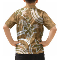 Hawaii Pupuala Plumeria Light Brown Kid Hawaiian Shirt Polynesian Pattern LT01 - Polynesian Pride