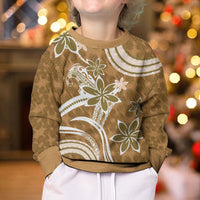 Hawaii Pupuala Plumeria Light Brown Kid Ugly Christmas Sweater Polynesian Pattern LT01 - Polynesian Pride