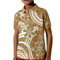 Hawaii Pupuala Plumeria Light Brown Kid Polo Shirt Polynesian Pattern LT01 Kid Light Brown - Polynesian Pride
