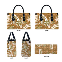 Hawaii Pupuala Plumeria Light Brown Leather Bag Polynesian Pattern LT01 - Polynesian Pride