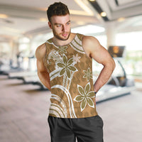 Hawaii Pupuala Plumeria Light Brown Men Tank Top Polynesian Pattern LT01 Light Brown - Polynesian Pride