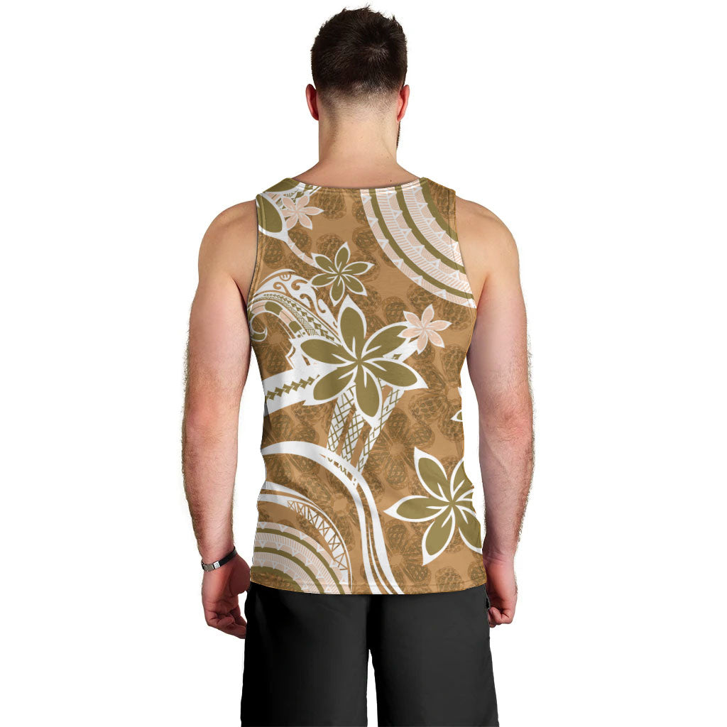 Hawaii Pupuala Plumeria Light Brown Men Tank Top Polynesian Pattern LT01 - Polynesian Pride
