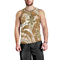 Hawaii Pupuala Plumeria Light Brown Men Tank Top Polynesian Pattern LT01 - Polynesian Pride