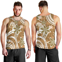 Hawaii Pupuala Plumeria Light Brown Men Tank Top Polynesian Pattern LT01 - Polynesian Pride