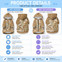 Hawaii Pupuala Plumeria Light Brown Pet Hoodie Polynesian Pattern LT01 - Polynesian Pride