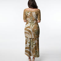 Hawaii Pupuala Plumeria Light Brown Puletasi Polynesian Pattern LT01 - Polynesian Pride