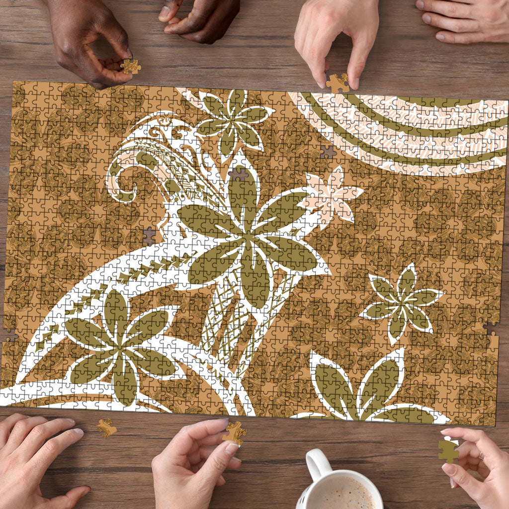 Hawaii Pupuala Plumeria Light Brown Puzzle Polynesian Pattern LT01 - Polynesian Pride