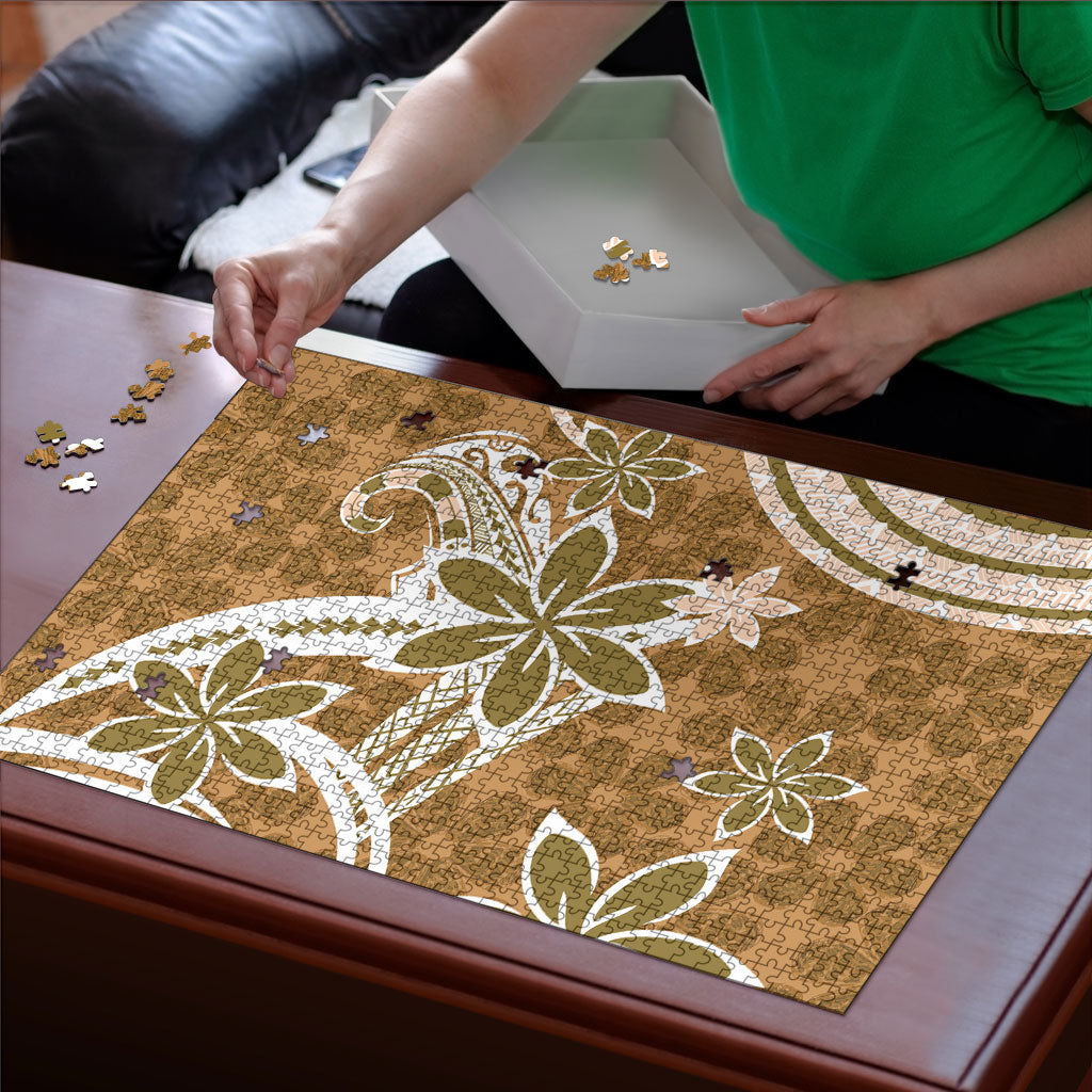 Hawaii Pupuala Plumeria Light Brown Puzzle Polynesian Pattern LT01 - Polynesian Pride