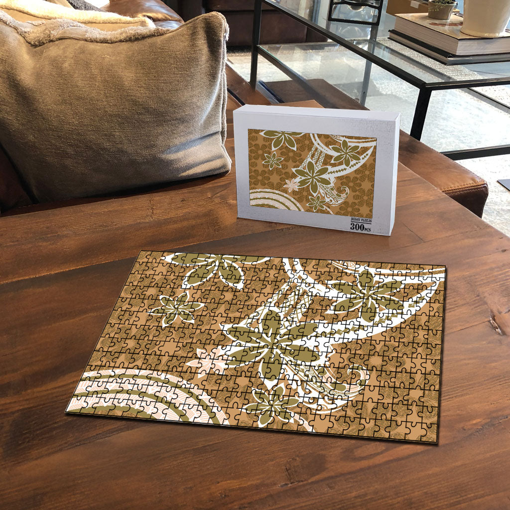 Hawaii Pupuala Plumeria Light Brown Puzzle Polynesian Pattern LT01 - Polynesian Pride