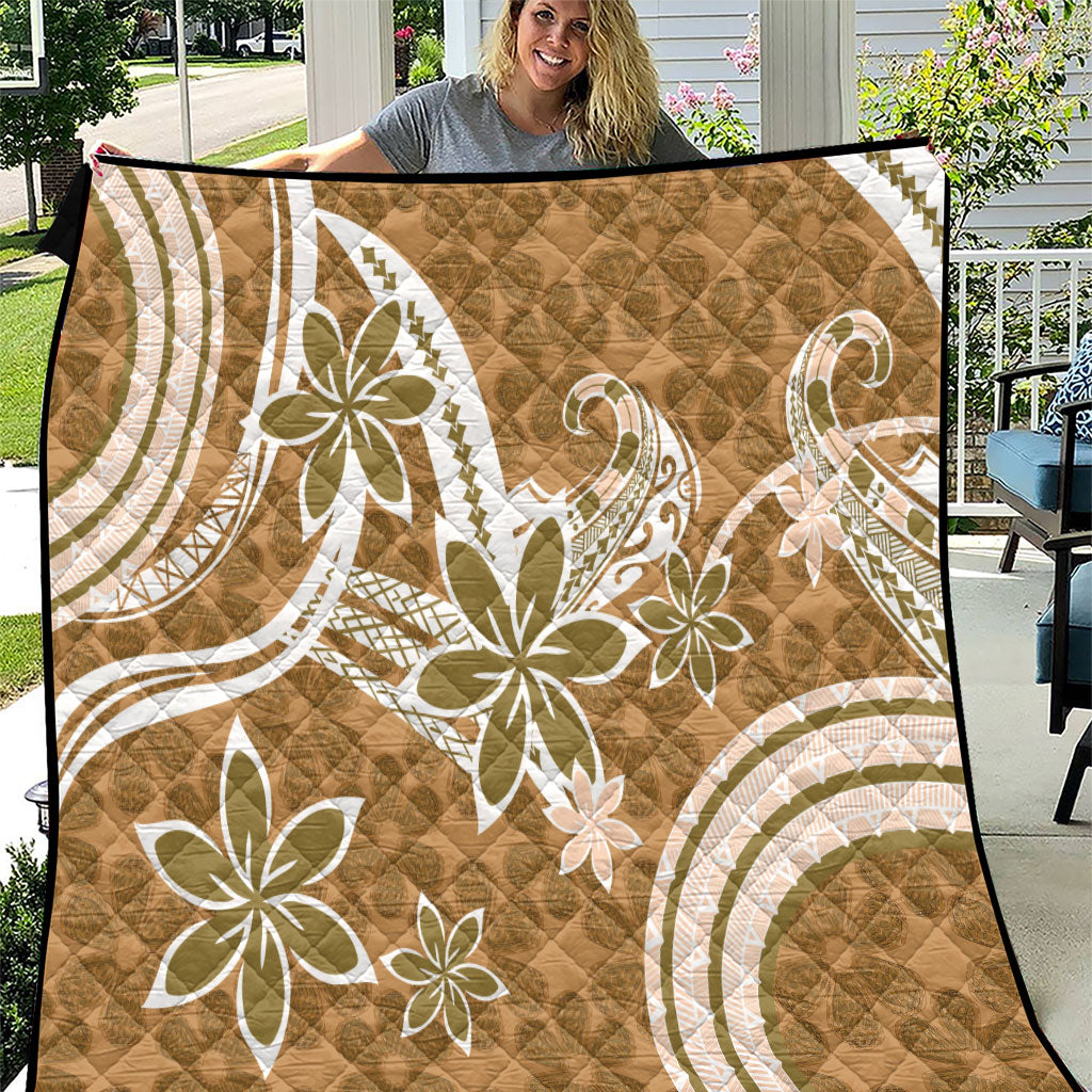 Hawaii Pupuala Plumeria Light Brown Quilt Polynesian Pattern LT01 Light Brown - Polynesian Pride