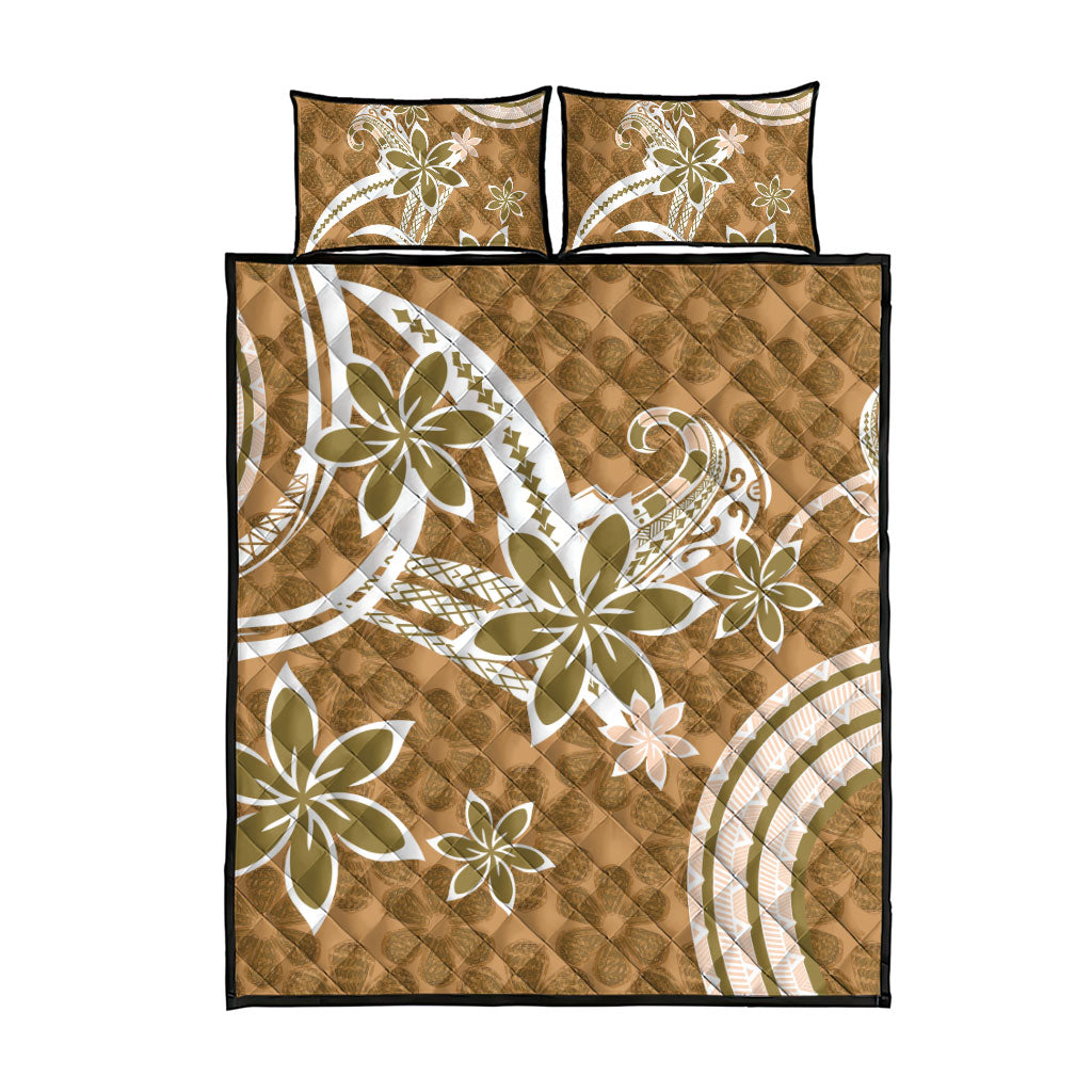 Hawaii Pupuala Plumeria Light Brown Quilt Bed Set Polynesian Pattern LT01 - Polynesian Pride