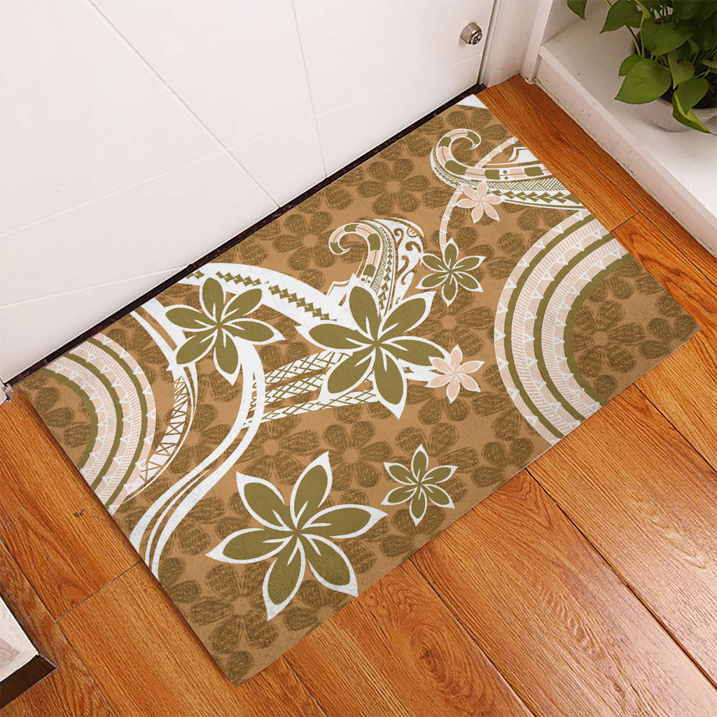 Hawaii Pupuala Plumeria Light Brown Rubber Doormat Polynesian Pattern LT01 - Polynesian Pride